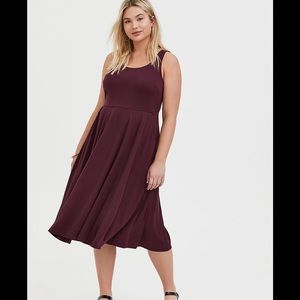 TORRID Burgundy Premium Ponte Midi Dress